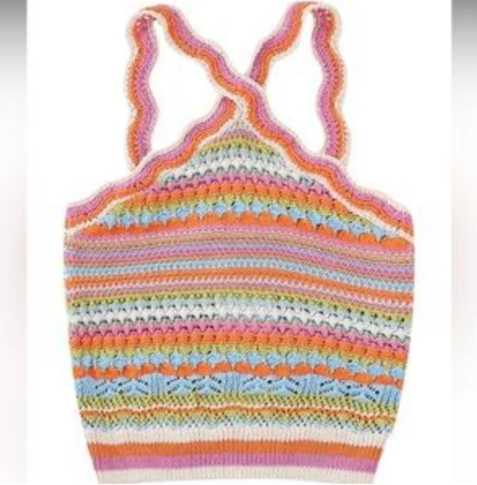 Zara crochet knit cropped tank top size Medium - Picture 2 of 10